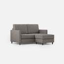 Divano 2 Posti con Pouf 138x155x85 cm Karay in Tessuto Grigio-1