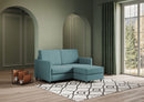 Divano 2 Posti con Pouf 138x155x85 cm Karay in Tessuto Petrolio-3