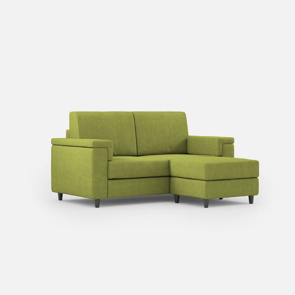 sconto Divano 2 Posti con Pouf 148x155x85 cm Marrak in Tessuto Verde