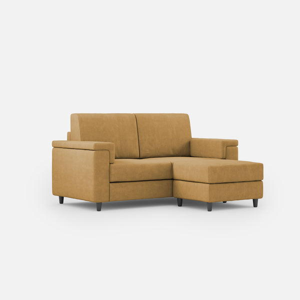 sconto Divano 2 Posti con Pouf 148x155x85 cm Marrak in Tessuto Ocra