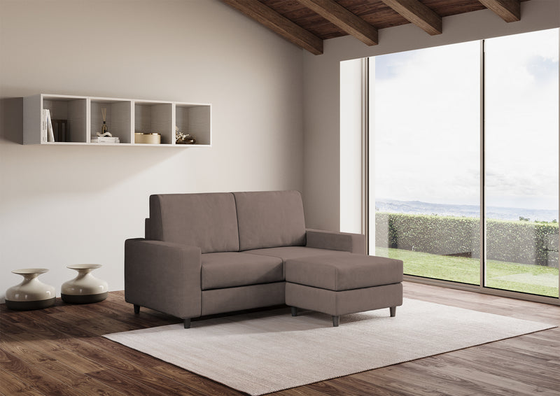 Divano 2 Posti con Pouf 168x145x85 cm Sakar in Tessuto Talpa-3