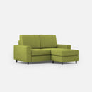 Divano 2 Posti con Pouf 148x155x85 cm Sakar in Tessuto Verde-1