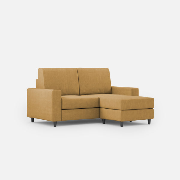 Divano 2 Posti con Pouf 148x155x85 cm Sakar in Tessuto Ocra online