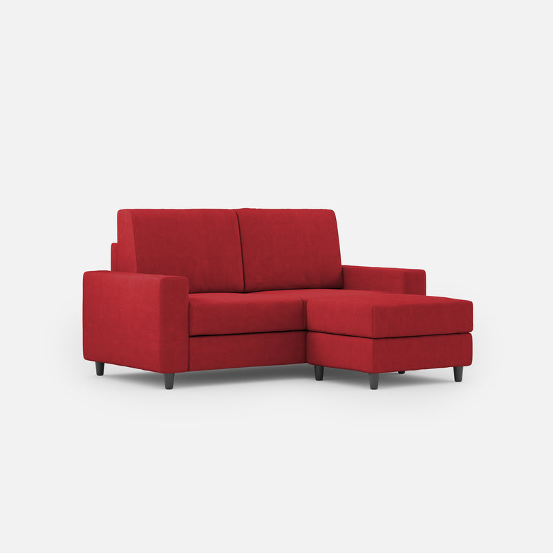 Divano 2 Posti con Pouf 148x155x85 cm Sakar in Tessuto Rosso-1