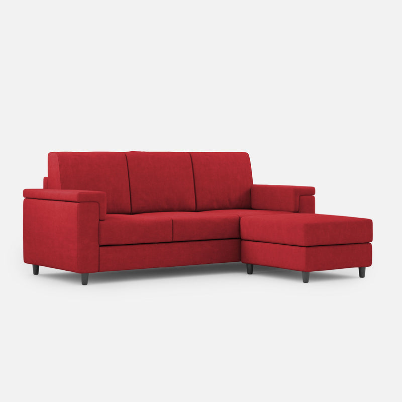 Divano 3 Posti con Pouf 208x155x85 cm Marrak in Tessuto Rosso-1