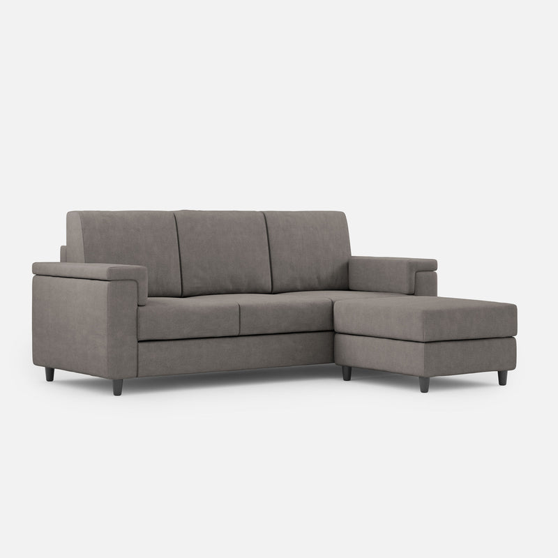 Divano 3 Posti con Pouf 208x155x85 cm Marrak in Tessuto Grigio-1