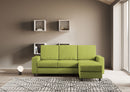 Divano 3 Posti con Pouf 208x155x85 cm Sakar in Tessuto Verde-2