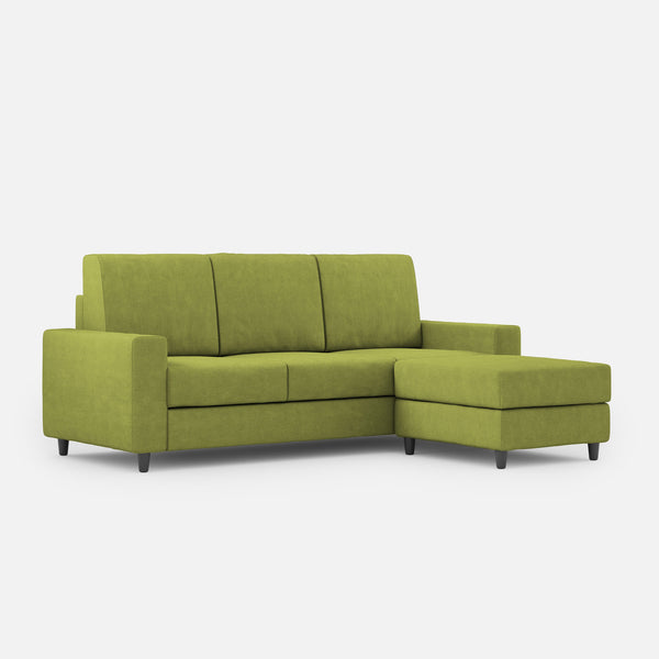 Divano 3 Posti con Pouf 208x155x85 cm Sakar in Tessuto Verde acquista