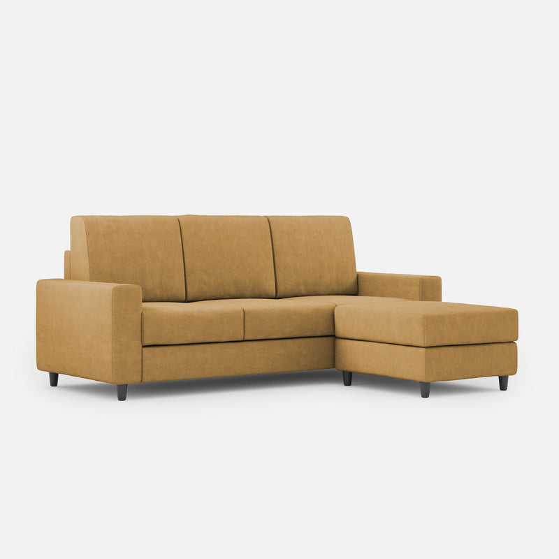 Divano 3 Posti con Pouf 208x155x85 cm Sakar in Tessuto Ocra-1