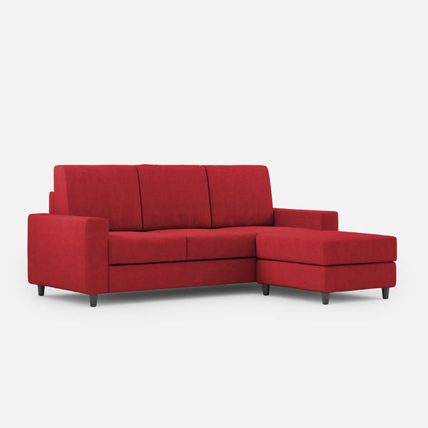 sconto Divano 3 Posti con Pouf 208x155x85 cm Sakar in Tessuto Rosso