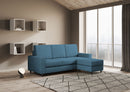 Divano 3 Posti con Pouf 208x155x85 cm Sakar in Tessuto Avio-3