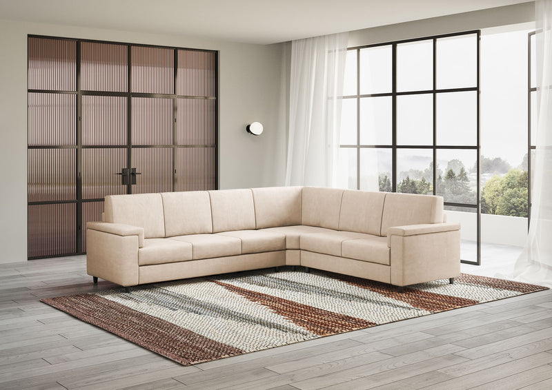 Divano Angolare 6 Posti 286x246x85 cm Marrak in Tessuto Beige-3