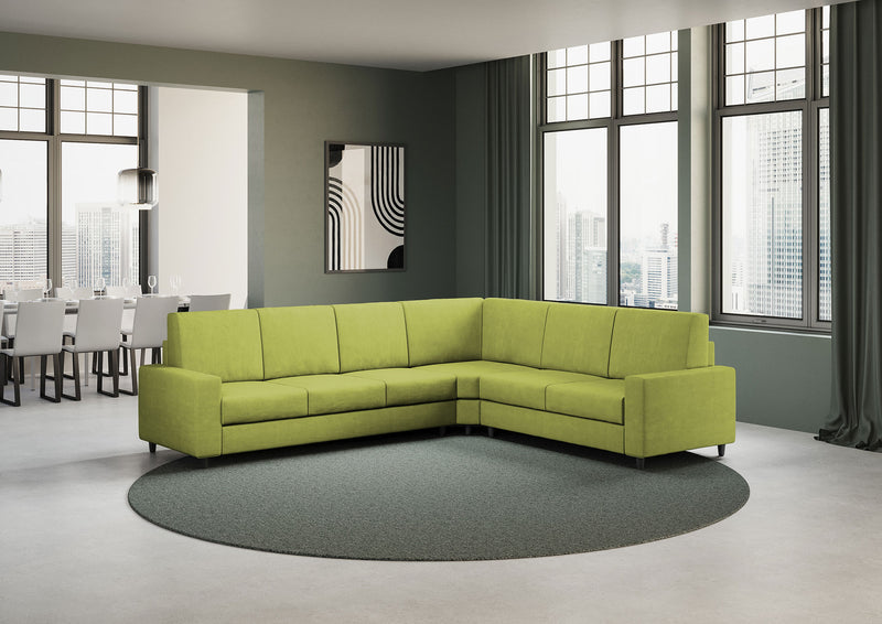 Divano Angolare 6 Posti 286x246x85 cm Sakar in Tessuto Verde-3