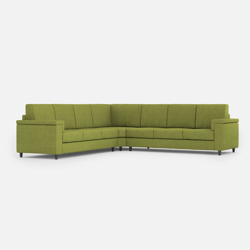 Divano Angolare 7 Posti 286x286x85 cm Marrak in Tessuto Verde-1