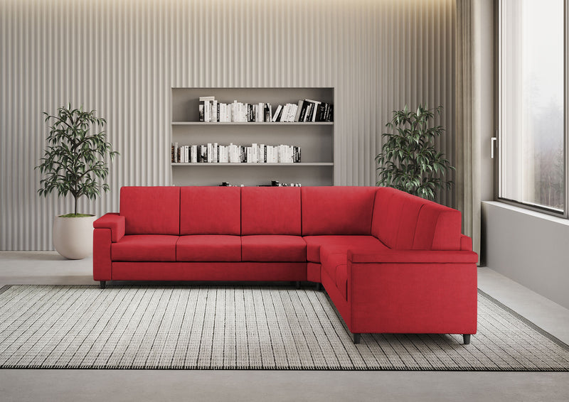 Divano Angolare 7 Posti 286x286x85 cm Marrak in Tessuto Rosso-2