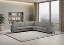 Divano Angolare 7 Posti 286x286x85 cm Marrak in Tessuto Grigio-3