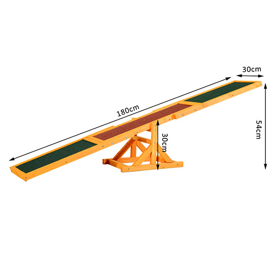 Altalena Basculante per Allenamento Agility Cani Antiscivolo 180x30x30 cm in Legno di Abete Marrone e Verde-5