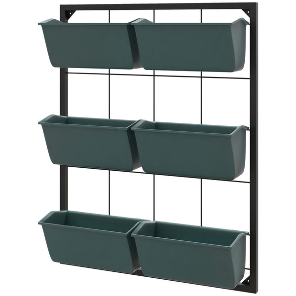 Orto Verticale a 3 Livelli con 6 Vasi 52x14x66 cm in Acciaio e Plastica Verde Scuro online