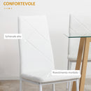 Set di 4 Sedie da Pranzo 41x50x97 cm con Schienale Alto in Similpelle Bianco-6