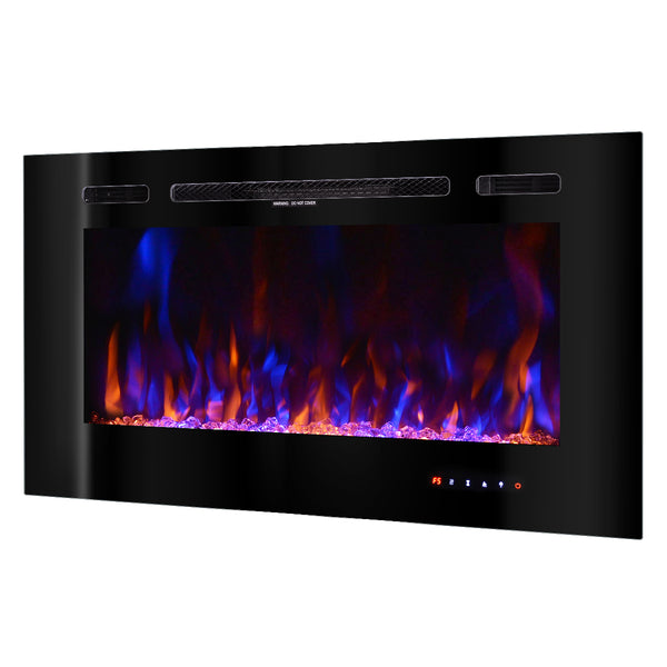 sconto Cheminée Électrique Encastrable 54,4x101,6x14 cm Effet Flamme 1500W Beverly Noir