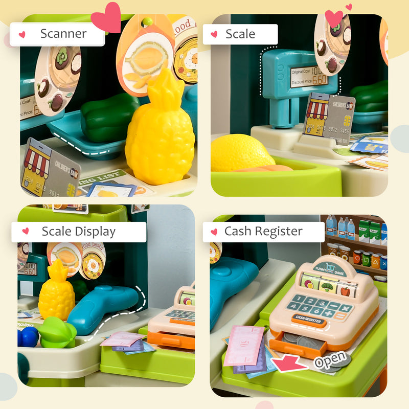 Supermercato Giocattolo per Bambini 52x29x61 cm con Cassa e Accessori Verde e Arancione-6