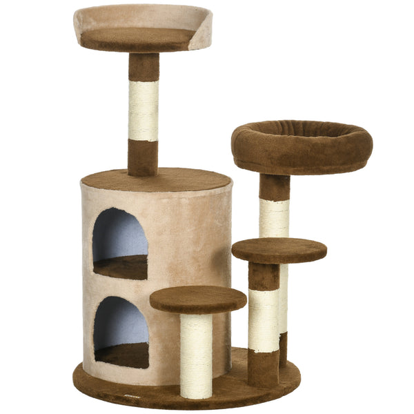 online Albero Tiragraffi per Gatti con Casetta Ø59x96 cm in Peluche Marrone