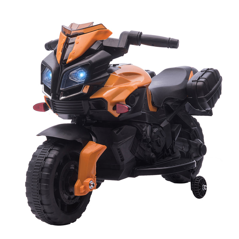 Moto Elettrica per Bambini 6V con Fari e Clacson Arancio-1