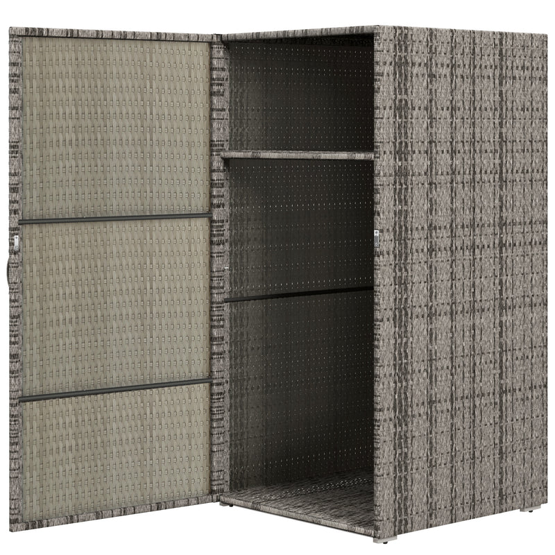 Armadio da Giardino 2 Vani 60x63x120 cm in Rattan PE Grigio-1