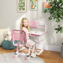 Banco Studio Scuola per Bambini 80x54,5x104 cm con Sedia Regolabile e Piano Inclinabile Rosa-2