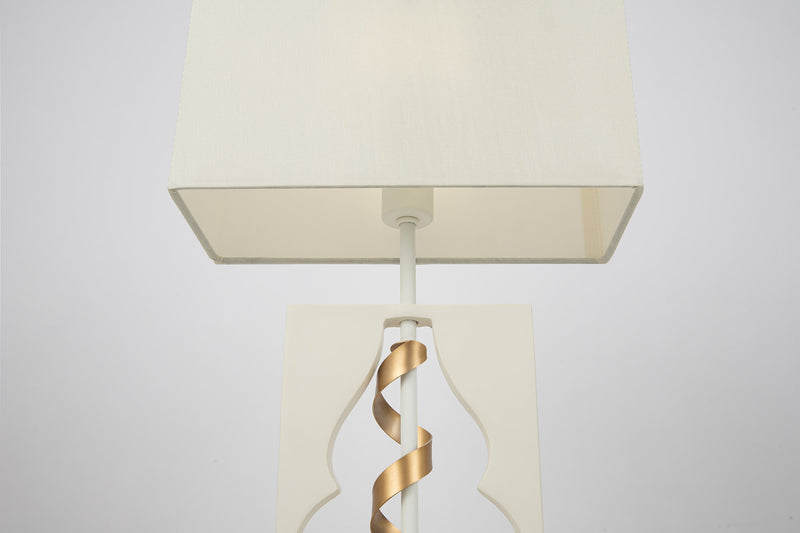 Lampe de table élégante en métal tressé blanc avec or