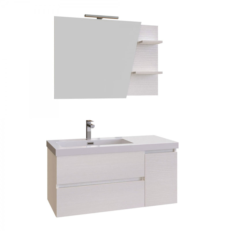 Mobile Bagno Sospeso 100 cm Lavabo e Specchio Bonussi Pegaso Bianco-4