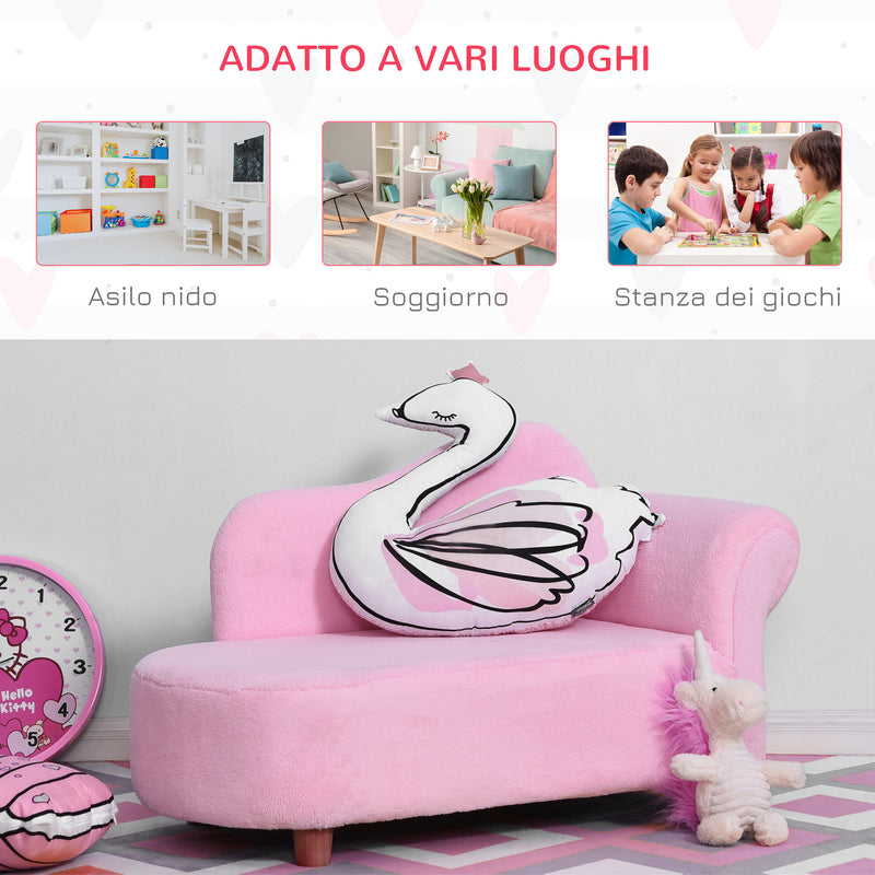 Divano per Bambini 80x40x49 cm in Pile Rosa-5