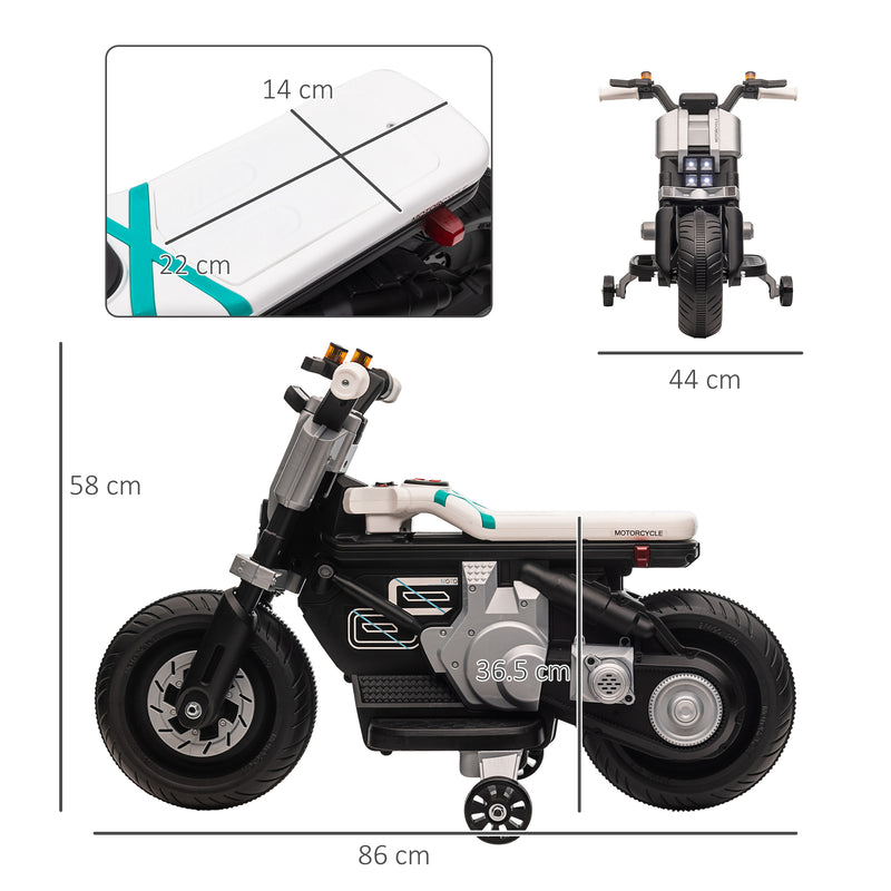 Moto Elettrica per Bambini 6V   Bianca e Nera-3