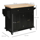 Carrello da Cucina Portavivande con Cassetti 111x44,5x82,5 cm in Legno e MDF Nero-3