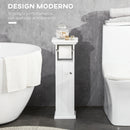 Mobiletto Bagno 21,5x17,8x66,5 cm con Porta Carta Igienica in Legno MDF Bianco-4