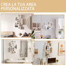 Libreria Moderna Sospesa con 5 Cubi Intrecciati 49,5x10,2x86 cm in Legno Bianco-6