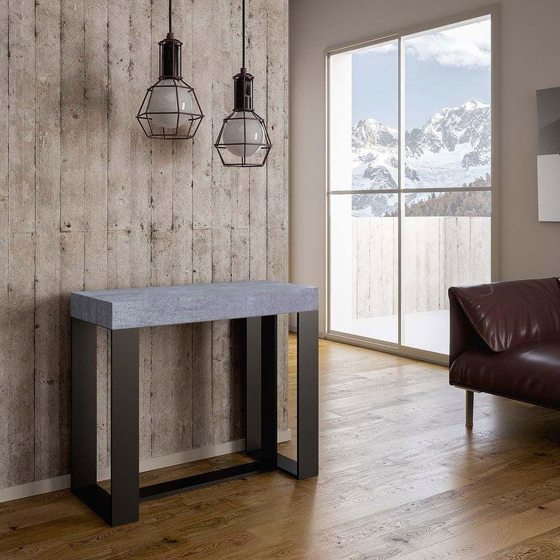 Consolle Allungabile 90-196x40x77 cm in Nobilitato Grigio-2