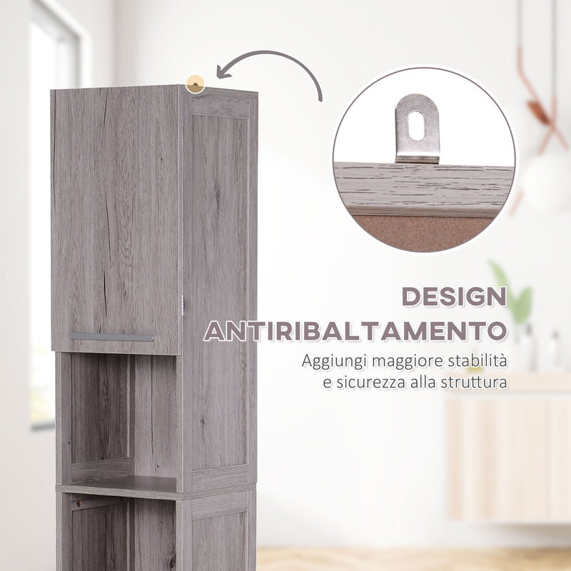 Mobile a Colonna per Bagno 30x32x172,5 cm in MDF color Legno-5