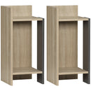 Set 2 Comodini Ripiano Aperto 27x25x60 cm in Truciolato Grigio e Legno Naturale-1