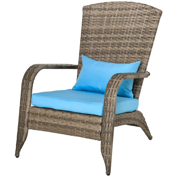 online Sedia da Giardino 65x86x90 cm in Rattan e Acciaio Marrone e Blu