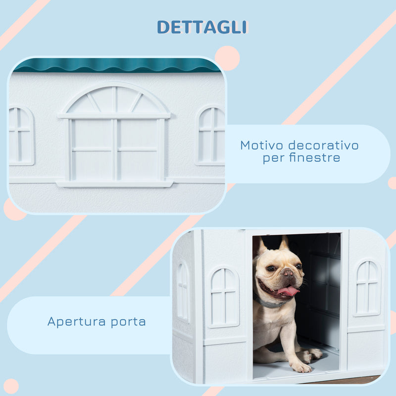 Cuccia per Cani di Taglia Media e Piccola max 20kg 65x75,7x63 cm in Polipropilene Impermeabile Blu-6