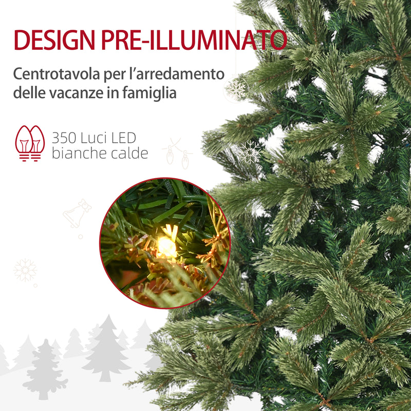 Albero di Natale Artificiale H210 cm 908 Rami con 350 Luci LED Verde-5