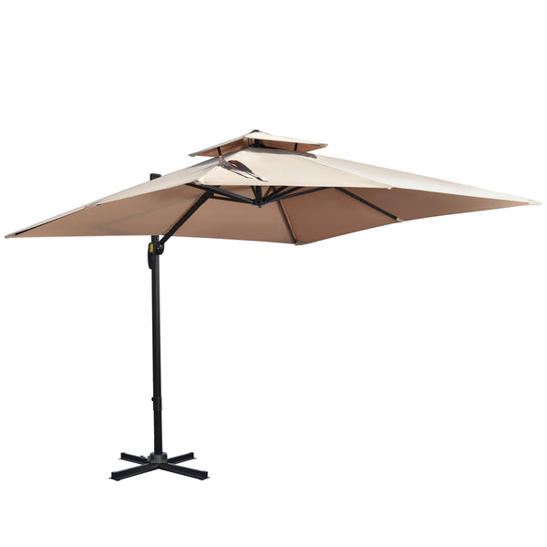 prezzo Ombrellone da Giardino Decentrato 295x295 cm in Alluminio e Poliestere Khaki e Nero