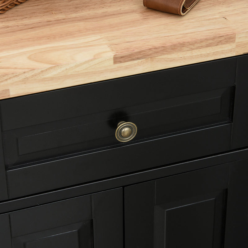 Carrello da Cucina Portavivande con Cassetti 111x44,5x82,5 cm in Legno e MDF Nero-8