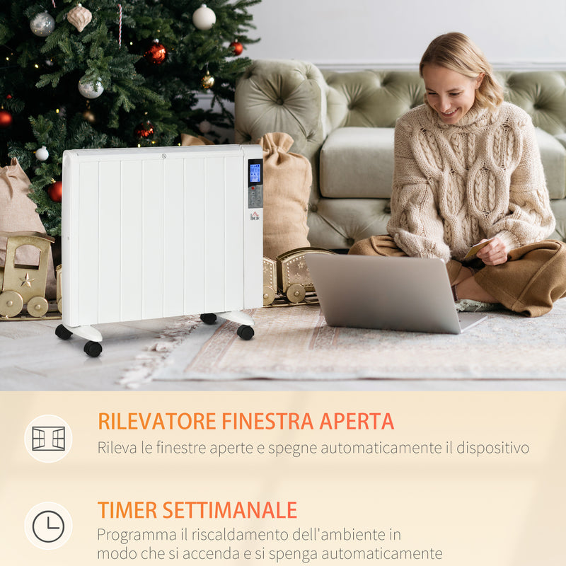 Stufetta Elettrica 2000W 75x31x66,5 cm con Timer e Impostazioni di Calore Bianco-7