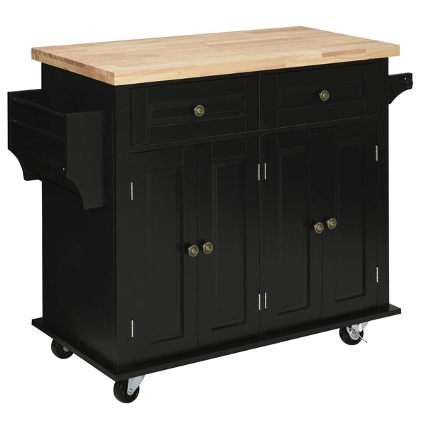 acquista Desserte de Cuisine avec Tiroirs 111x44,5x82,5 cm en Bois et MDF Noir