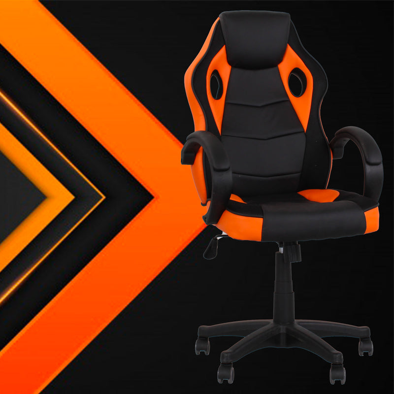 Sedia da Gaming Ergonomica 59x110/120x65 cm in Similpelle Nero/Arancio-6