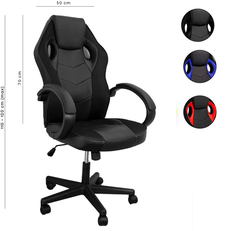 Sedia da Gaming Ergonomica 59x110/120x65 cm in Similpelle Nero/Rosso-8