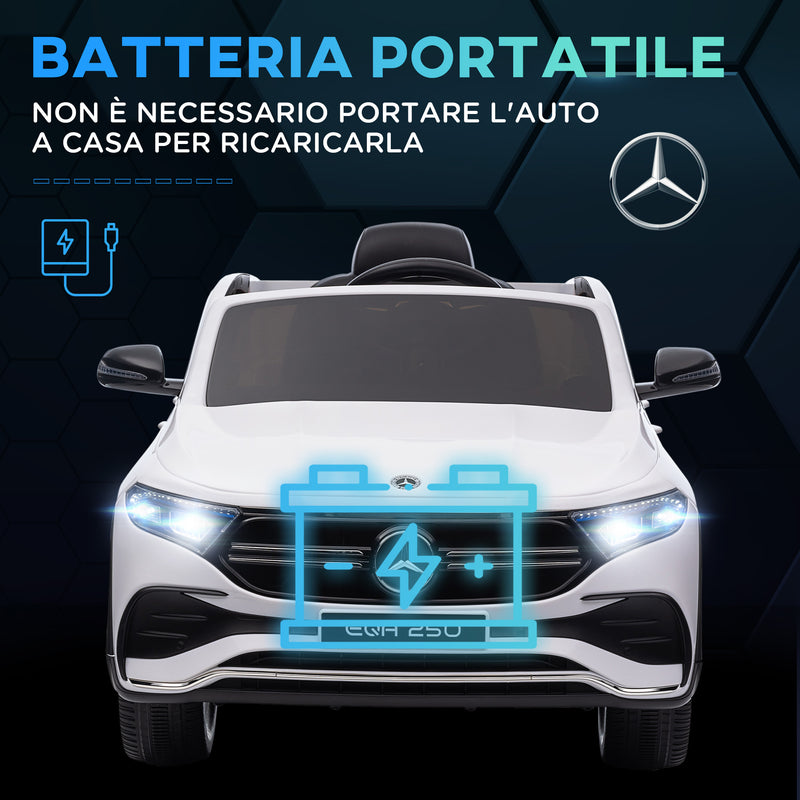 Macchina Elettrica per Bambini 12V con Licenza Mercedes EQA 250 Bianca-6