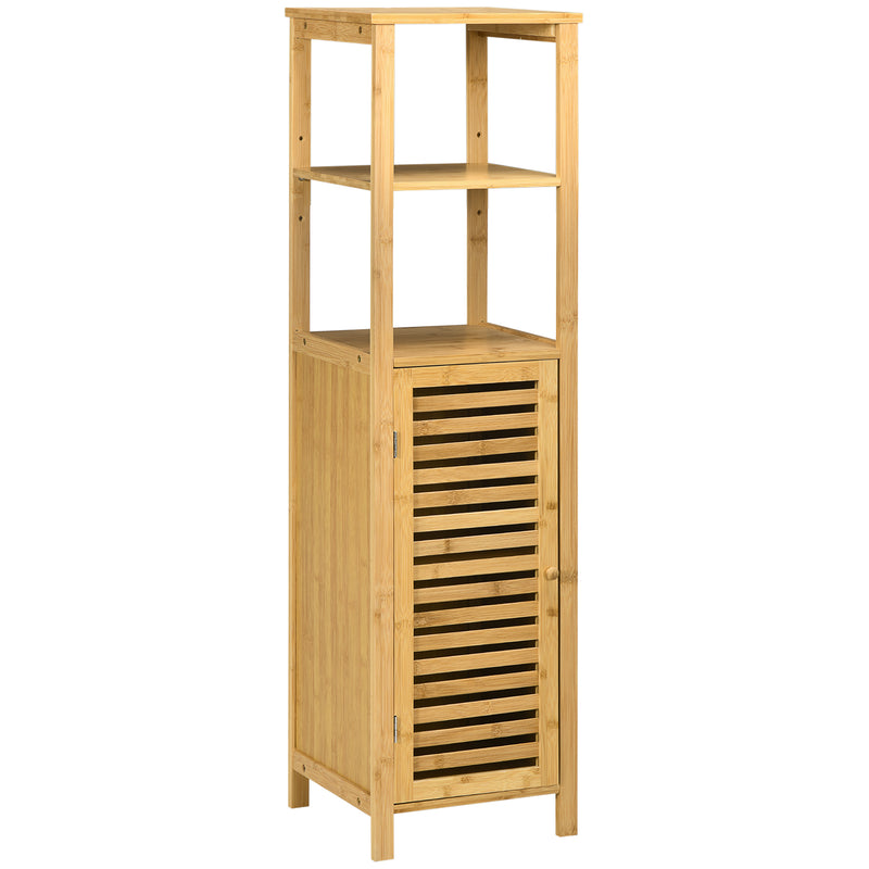 Armadietto Bagno 1 Anta 2 Ripiani 32,9x29,9x120 cm in Bambù Legno Naturale-1